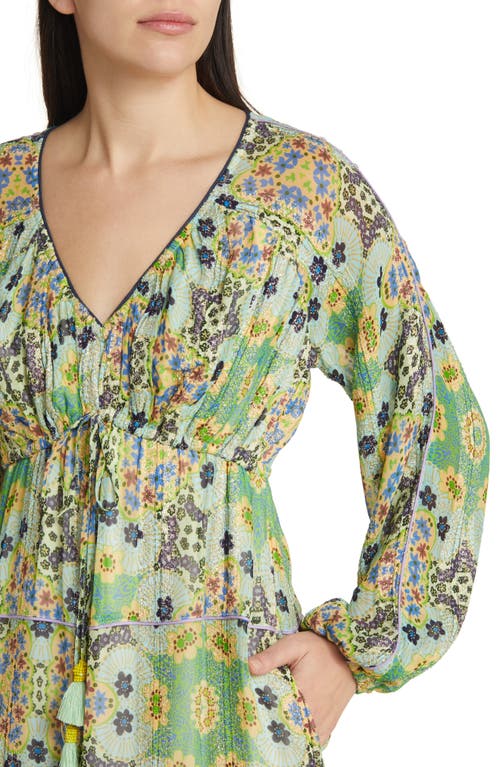 Ciebon Crissta Metallic Floral Long Sleeve Dress