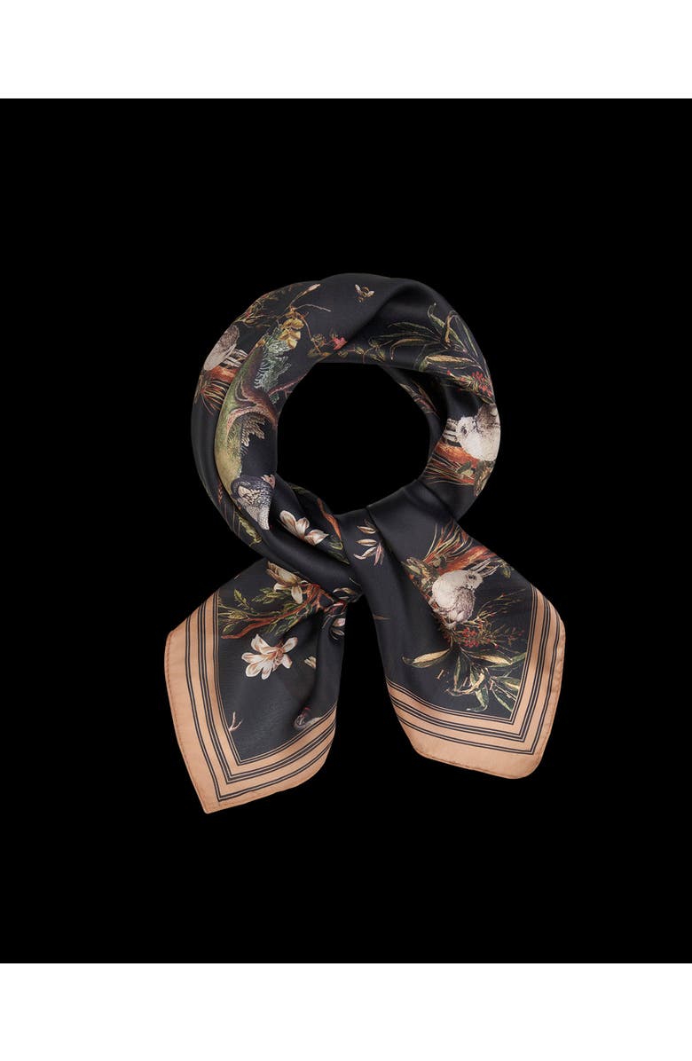 Fable England Wonderland Toile Square Scarf, Alternate, color, Black