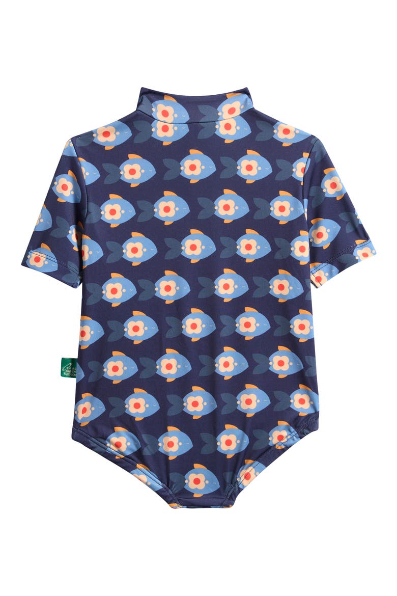 Kids' Little Fish UPF 50+ One-Piece Rashguard Swimsuit, Alternate, color, BLUE