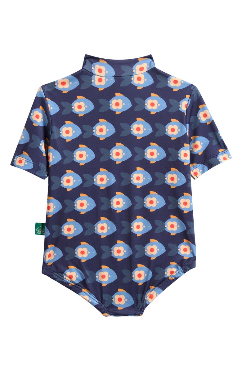Little Green Radicals Kids' Little Fish UPF 50+ One-Piece Rashguard Swimsuit, Alternate, color, Blue