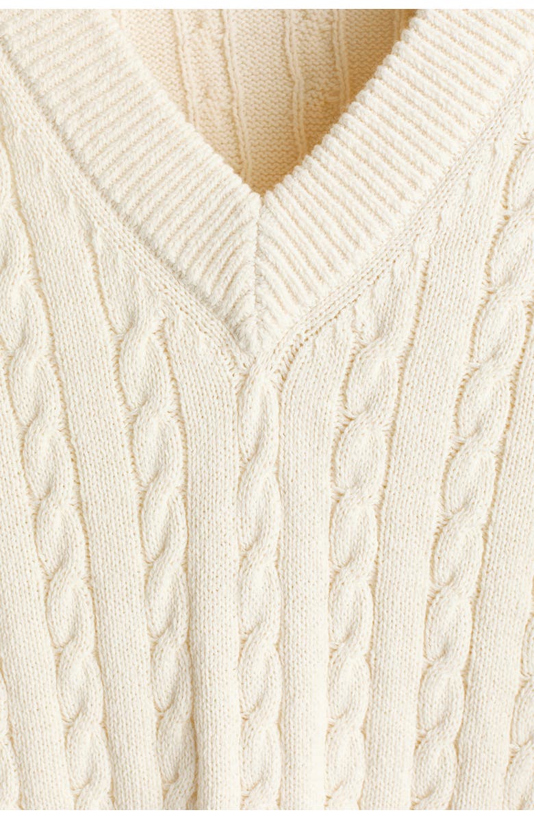 H&M Regular Fit Cable-knit Jumper, Alternate, color, White