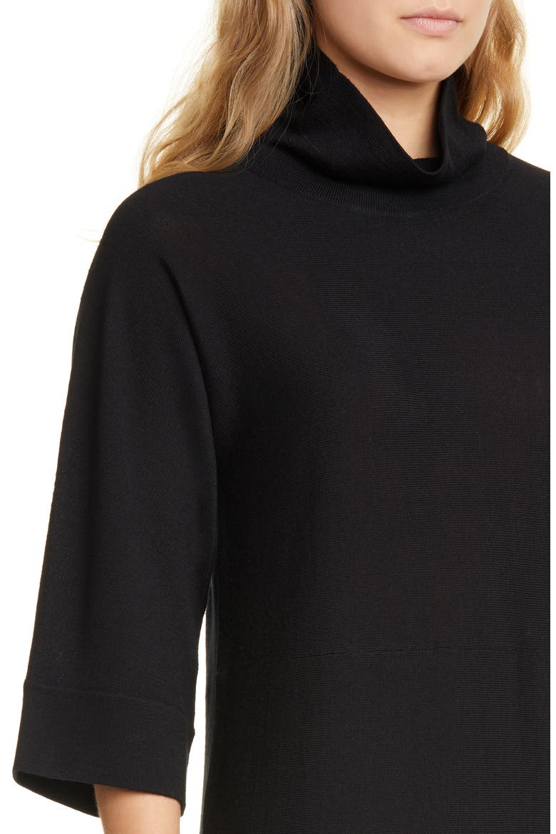 Merino Wool Shift Dress, Alternate, color, BLACK
