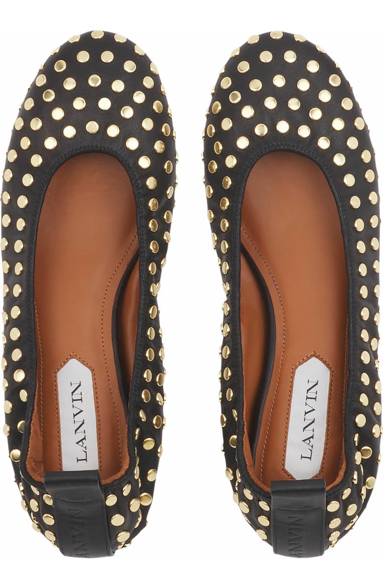 Lanvin The Leather Ballerina Flat With Studs, Alternate, color,