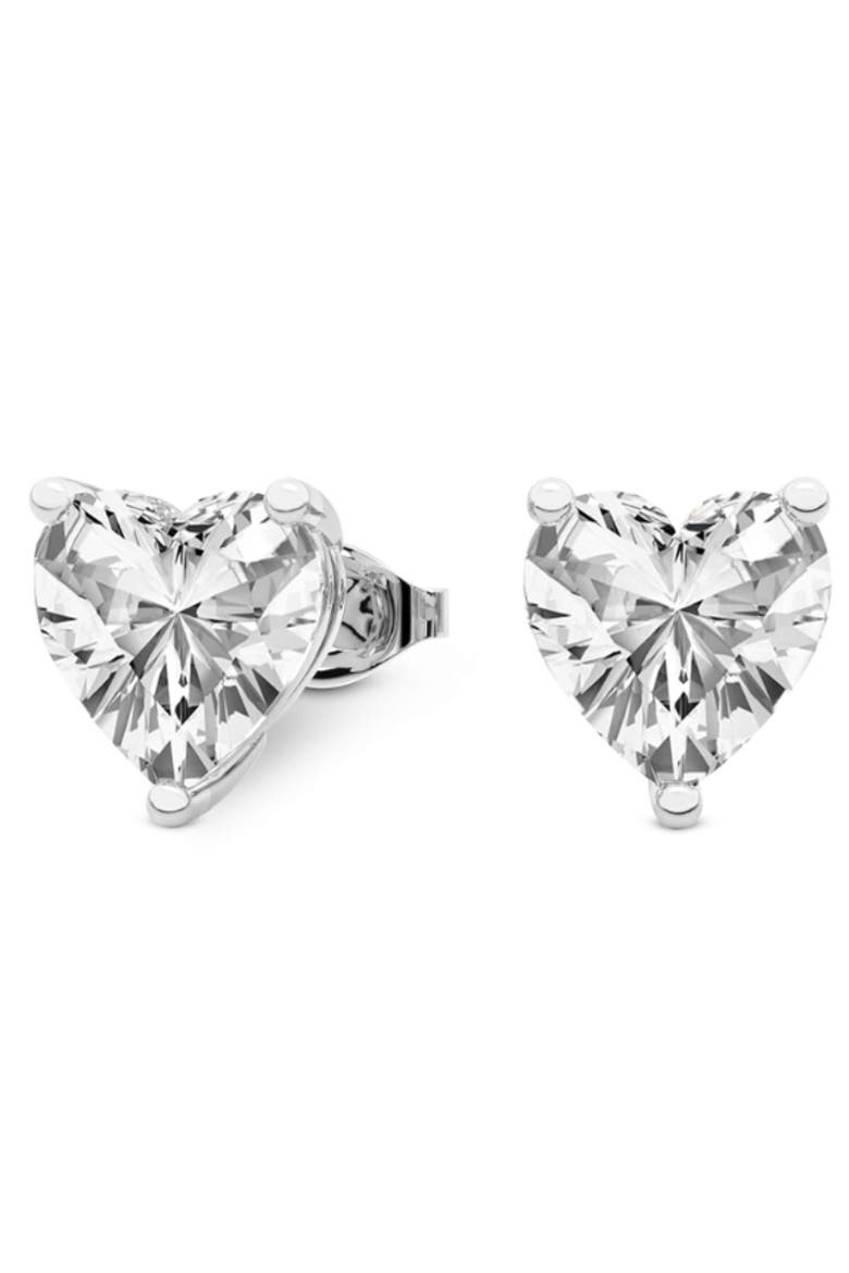 1Ct Heart Shape Diamond Studs Lab Grown 14k Gold, Alternate, color, 14k White Gold
