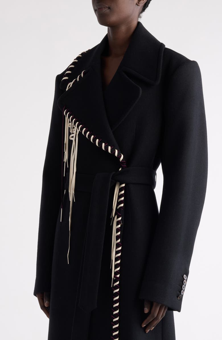 Dries Van Noten Rafaella Whipstitched Wool Blend Coat, Alternate, color, Black