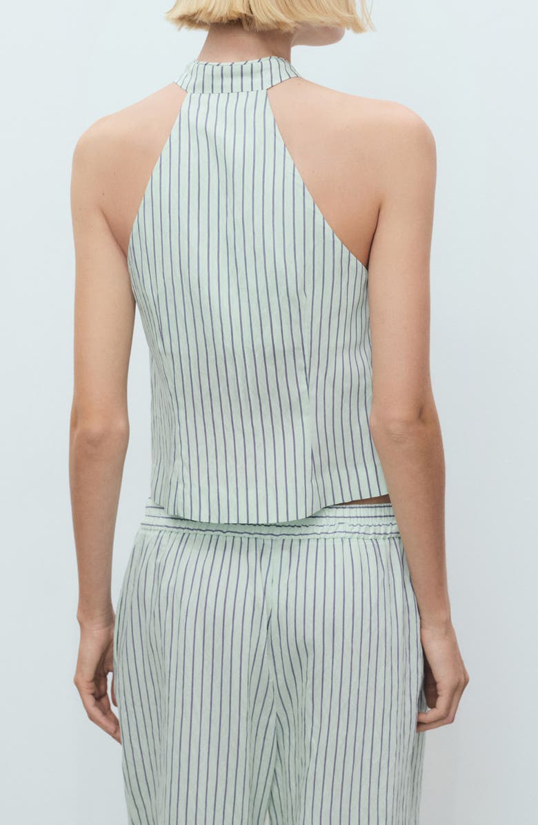 MANGO Stripe Tie Front Top, Alternate, color, Pastel Green