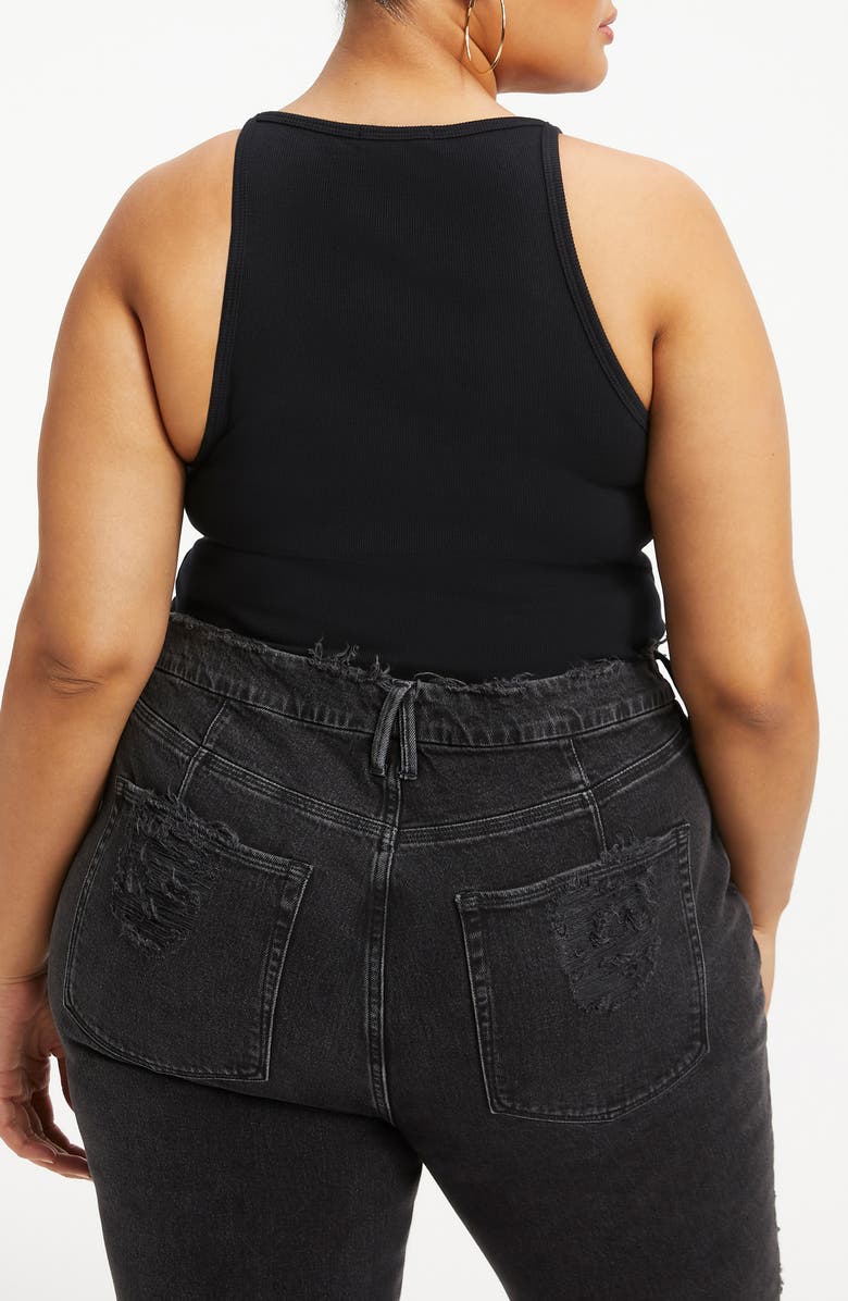 Good American Micro Rib Crewneck Tank, Alternate, color, Black001