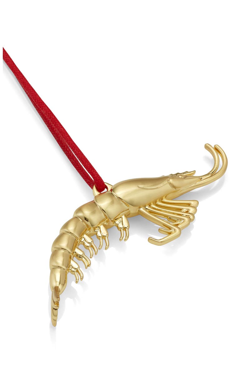 Christmas Shrimp Ornament, Alternate, color, GOLD