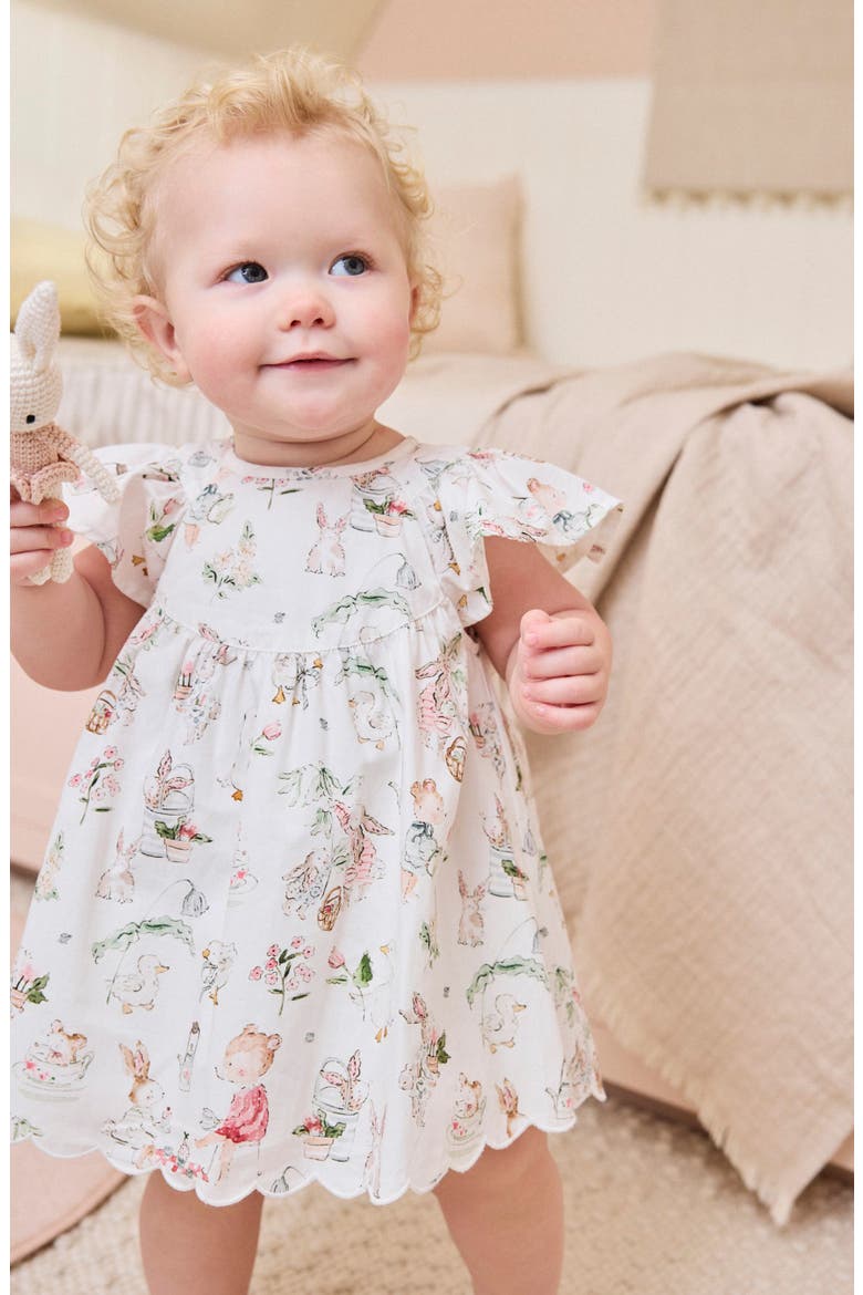Kids' Flutter Sleeve Cotton Dress & Bloomers Set, Alternate, color, WHITE