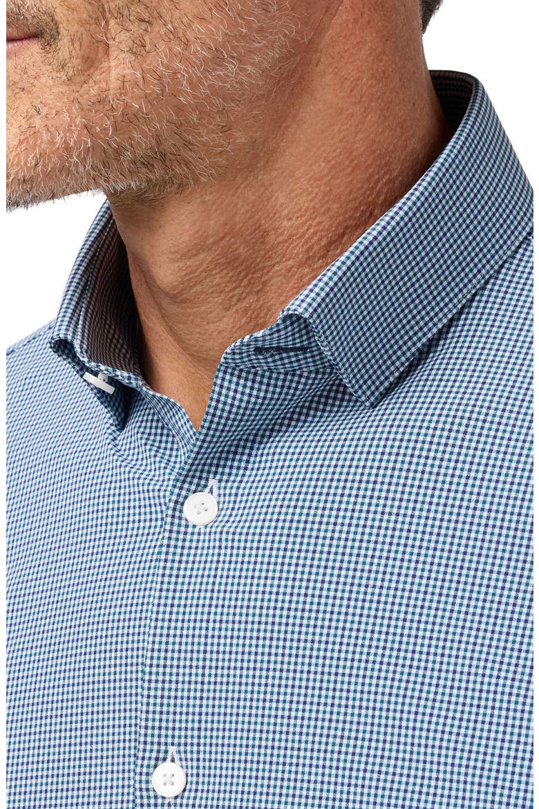 Leeward Trim Fit Performance Button-Up Shirt, Alternate, color, DARK TEAL SAM PLAID