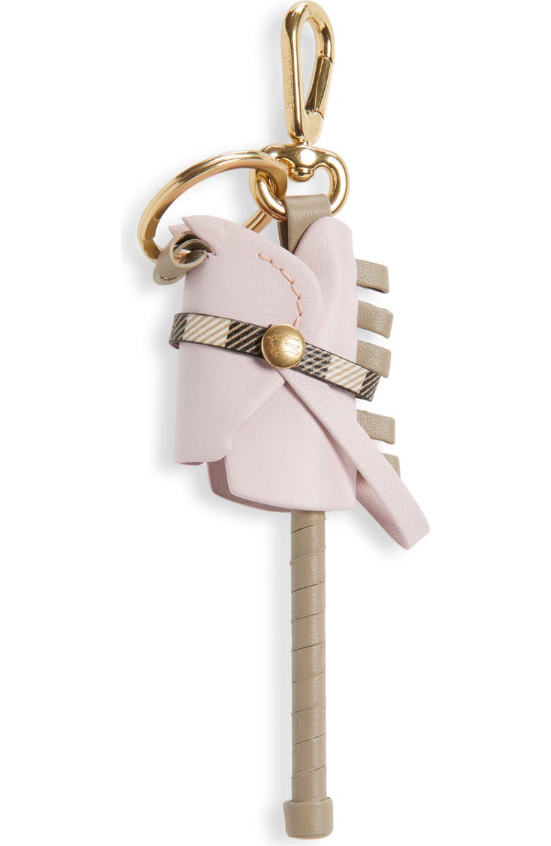 Burberry Hobby Horse Leather Bag Charm, Main, color, Cameo Pink