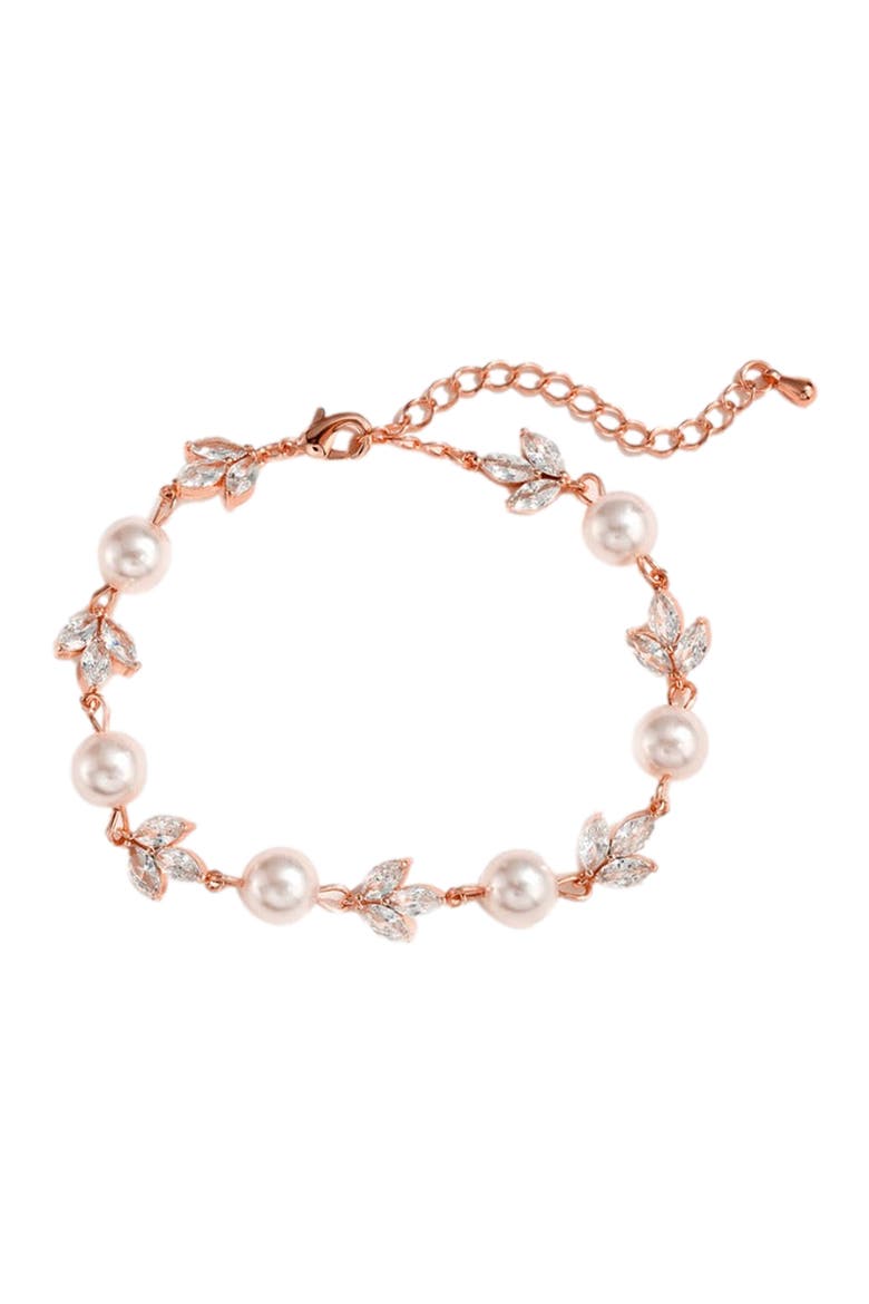 Forever Pearl and Crystal Bracelet, Main, color, Rose Gold