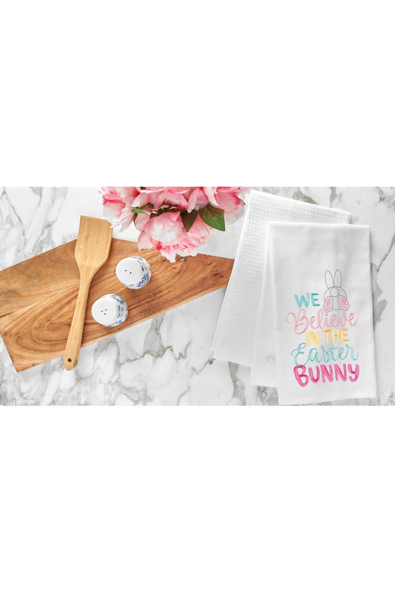 Believe In The Easter Bunny Rabbit Spring Flour Sack Kitchen Dishtowel, Alternate, color, White