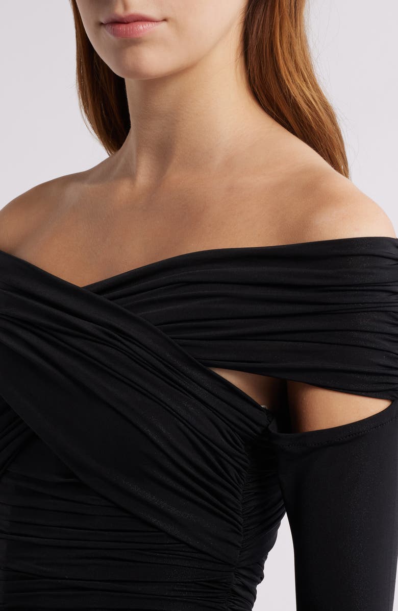 Mistress Rocks Layered Glitter Long Sleeve Minidress, Alternate, color, 