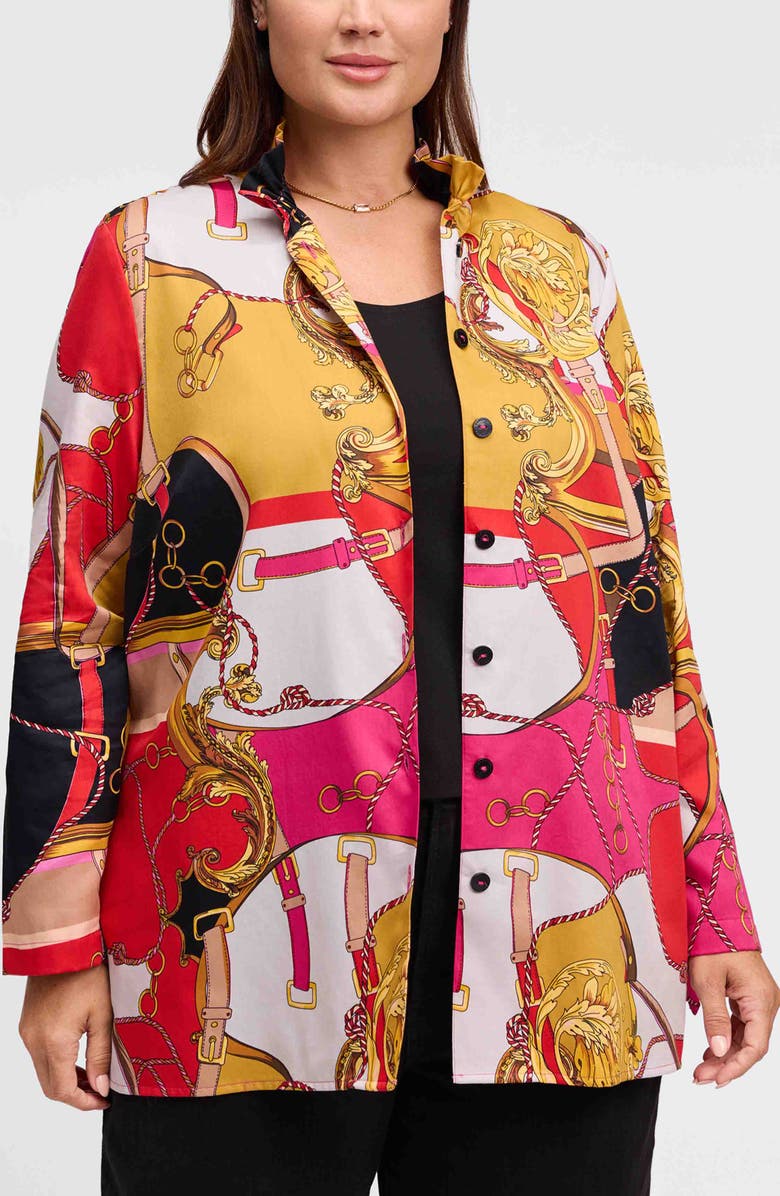 Foxcroft Carolina Cotton Sateen Button-Up Shirt, Main, color, Black Multi