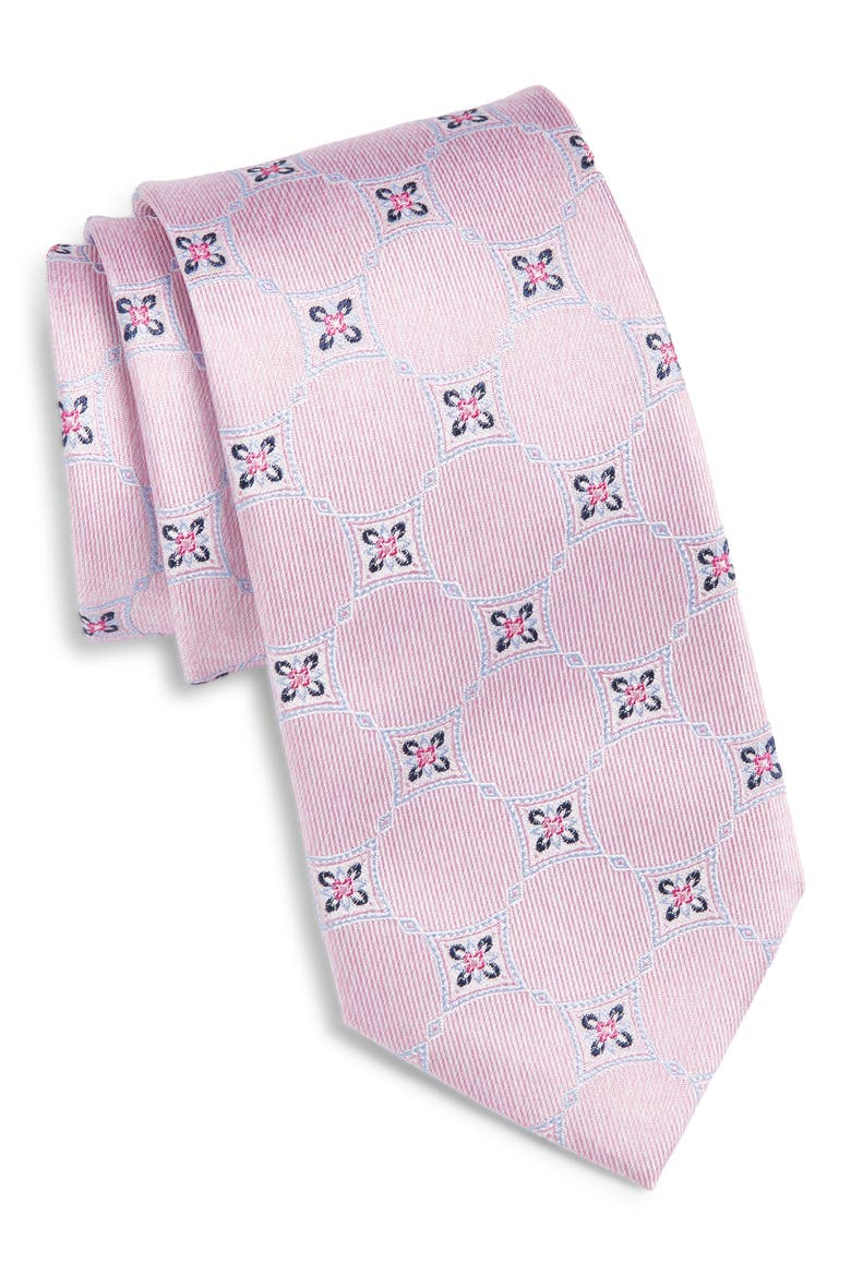 Geometric Silk Tie, Main, color, LIGHT PINK