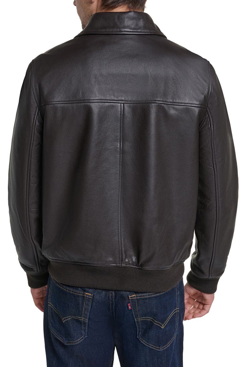 Aviator Leather Jacket, Alternate, color, DARK BROWN