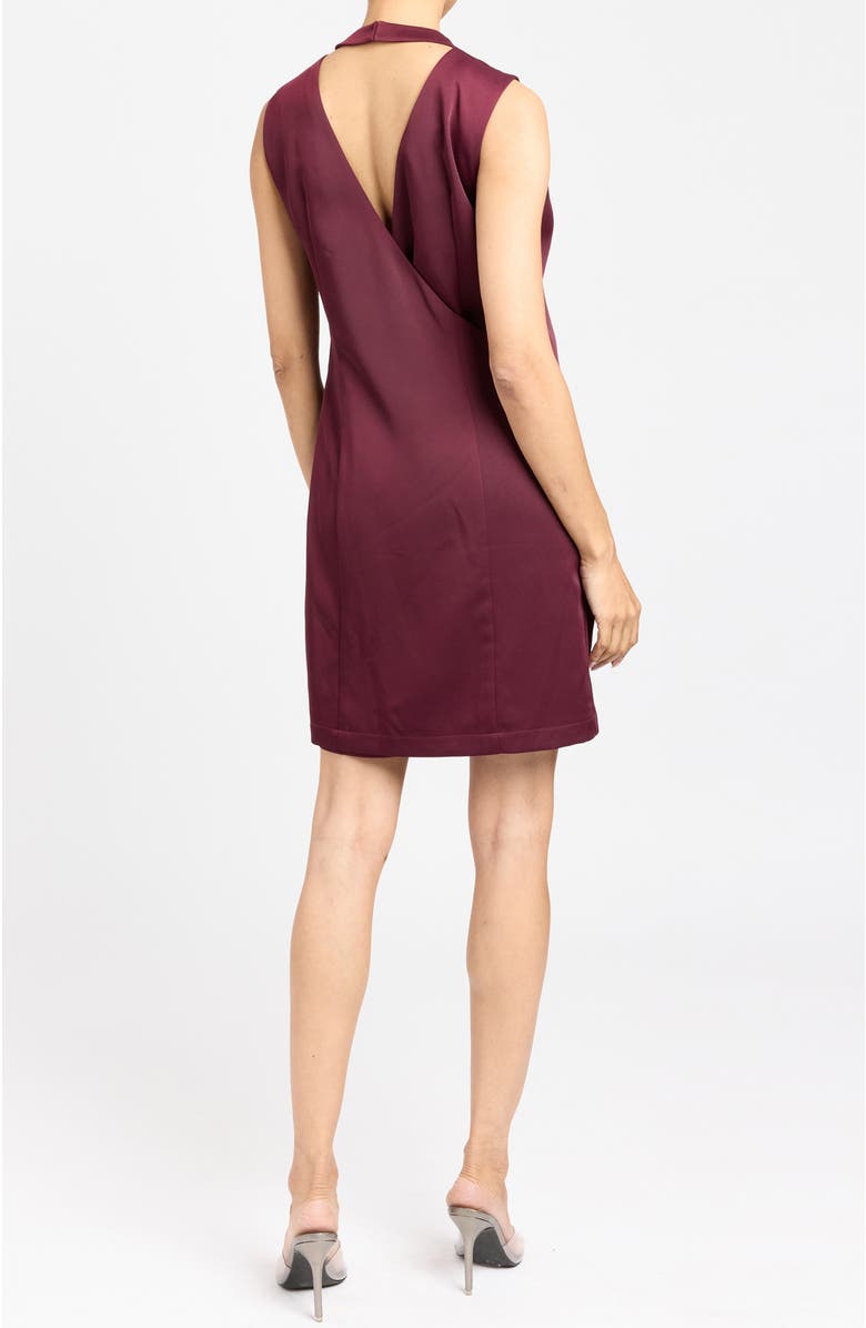 Santorelli AMINA Mock Neck Shift Dress in Fluid Crepe, Alternate, color, Burgundy