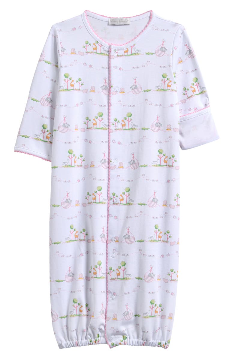 Kissy Kissy Noah's Print Convertible Pima Cotton Gown, Main, color, Pink