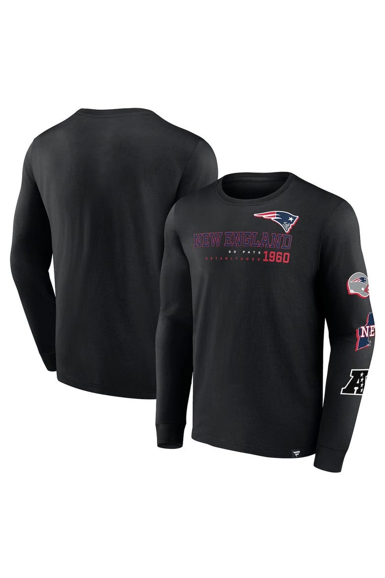 Men's Fanatics Branded Black New England Patriots High Whip Pitcher Long Sleeve T-Shirt, Main, color, Black