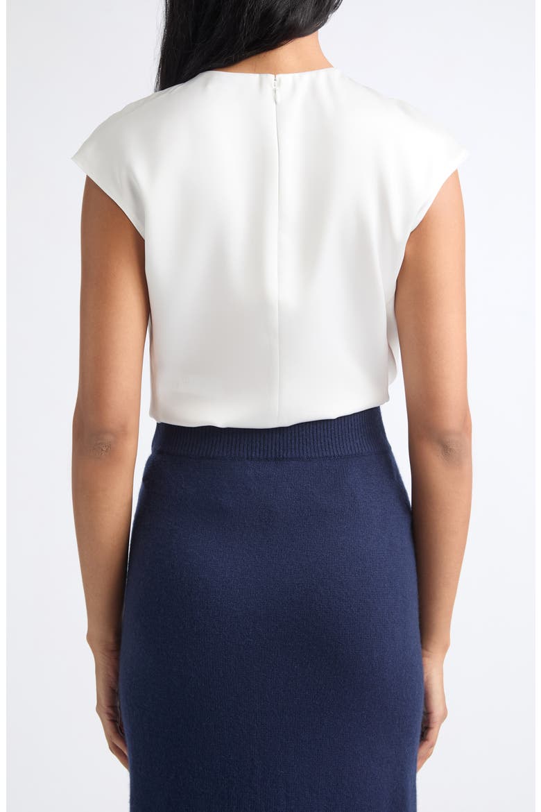 Pleated Twill Cap Sleeve Top, Alternate, color, SOLID WHITE