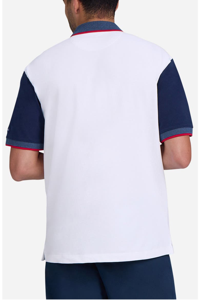 Colorblock Piqué Performance Golf Polo, Alternate, color, WHITE/ DARK NAVY