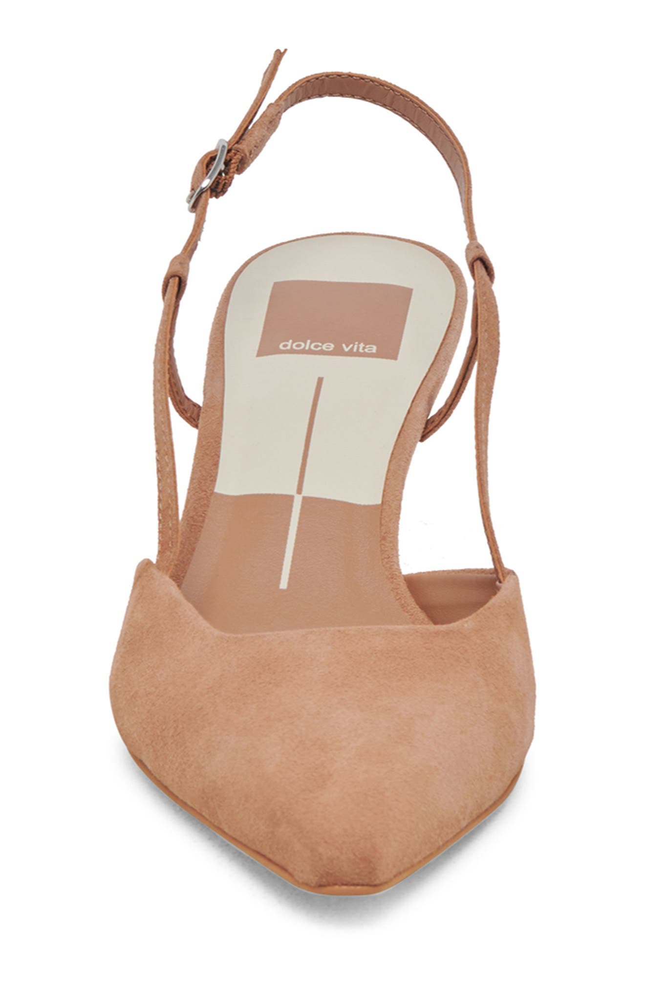 Odela Pointed Toe Kitten Heel Slingback Pump, Alternate, color, TOFFEE SUEDE