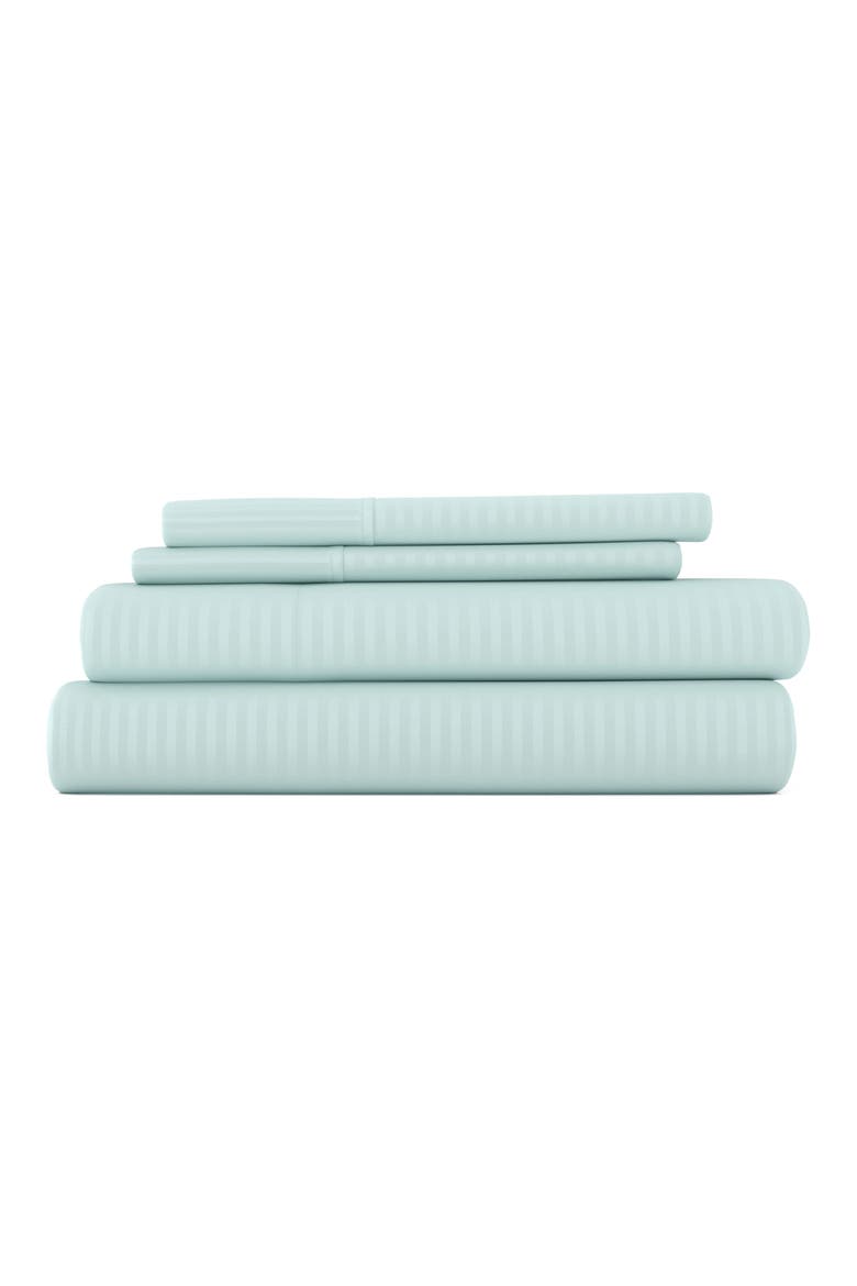 HOME SPUN Premium Ultra Soft Striped 4-Piece Bed Sheet Set, Main, color, AQUA