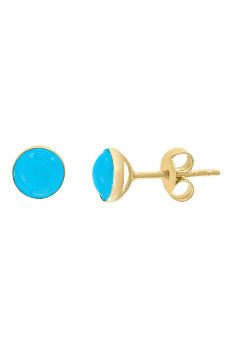 14K Yellow Gold Turquoise Earrings, Main, color, BLUE