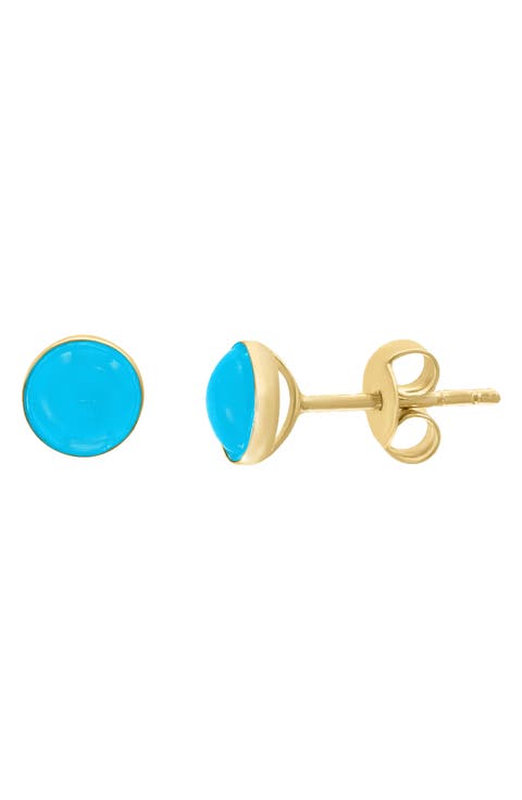14K Yellow Gold Turquoise Earrings