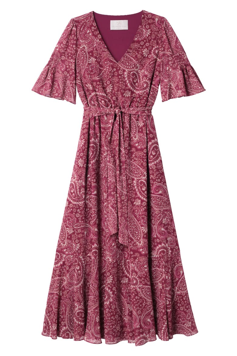 Candace Print Chiffon Maxi Dress, Alternate, color, DEEP MAGENTA/ CHAMOISEE
