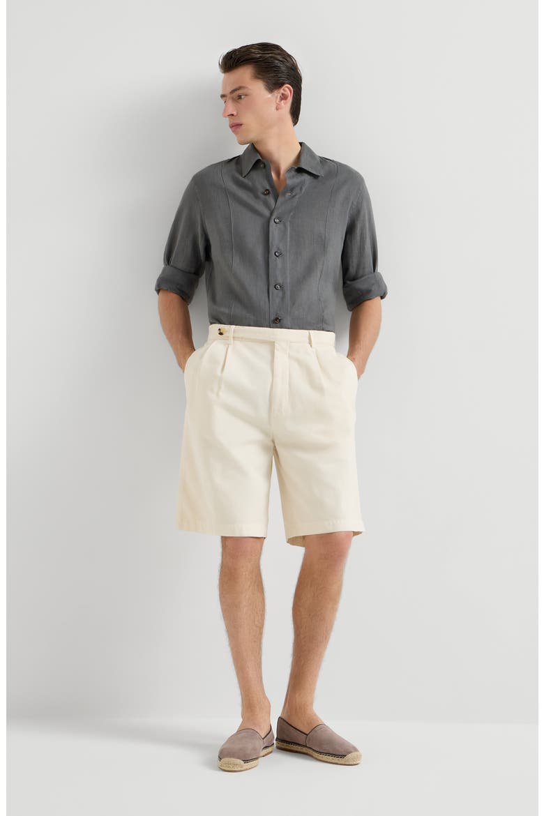 Bermuda shorts with pleats, Alternate, color, Off-White