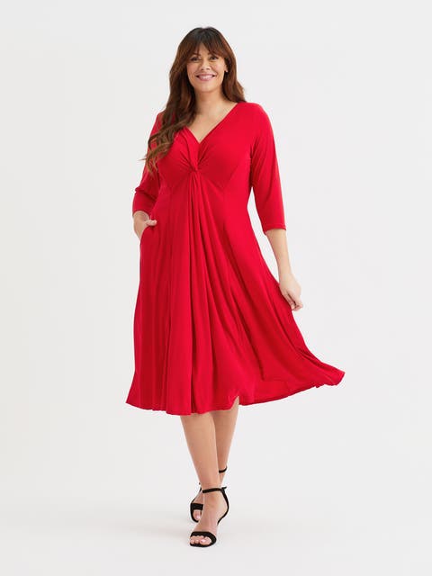 Claudia Solid Jersey Knot Front Dress