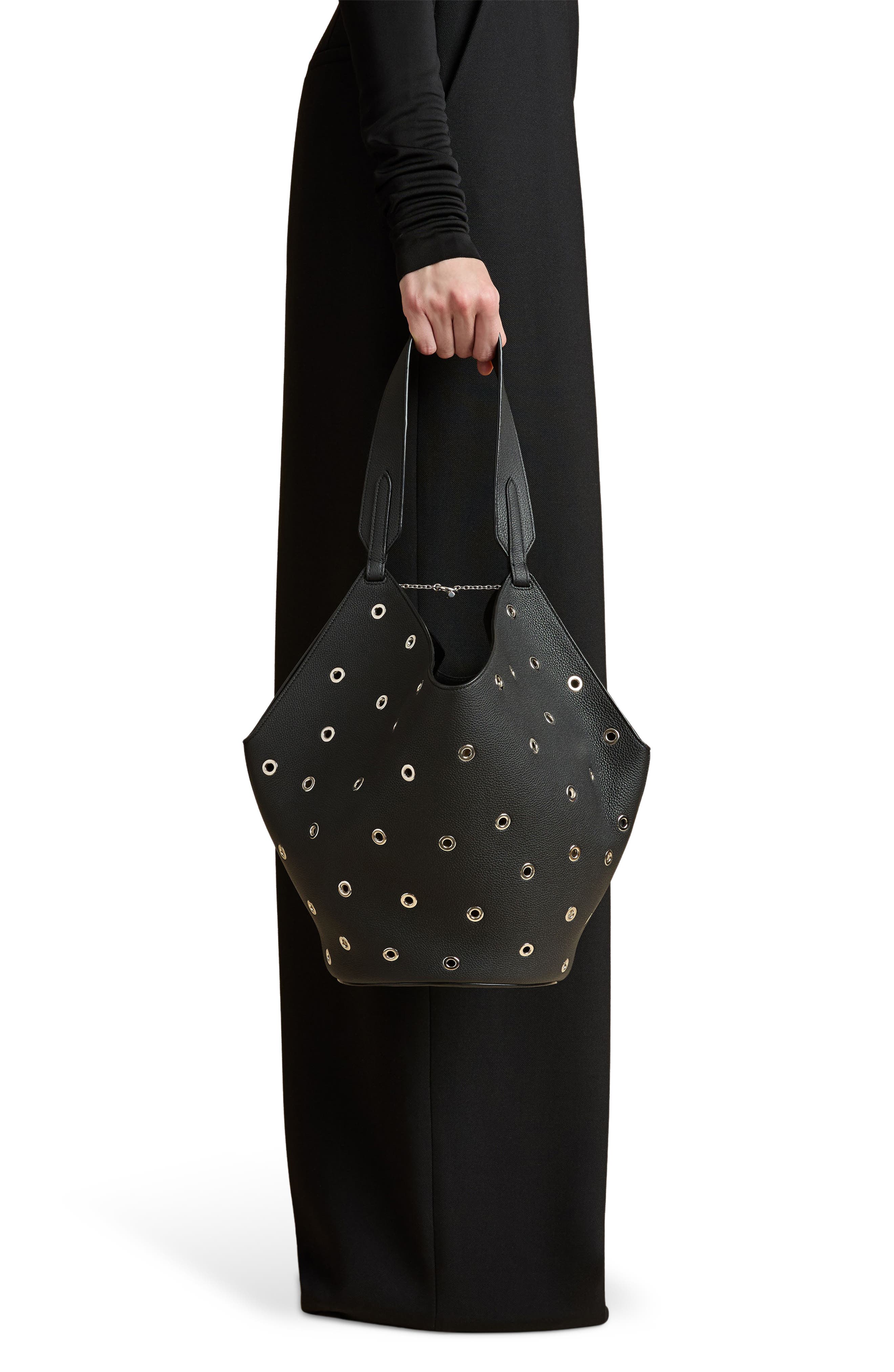 Khaite Small Lotus Grommet Leather Tote, Alternate, color, 
