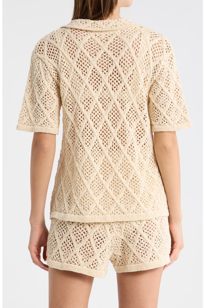 Sheer Open Stitch Cover-Up Button-Up Shirt, Alternate, color, NATURAL