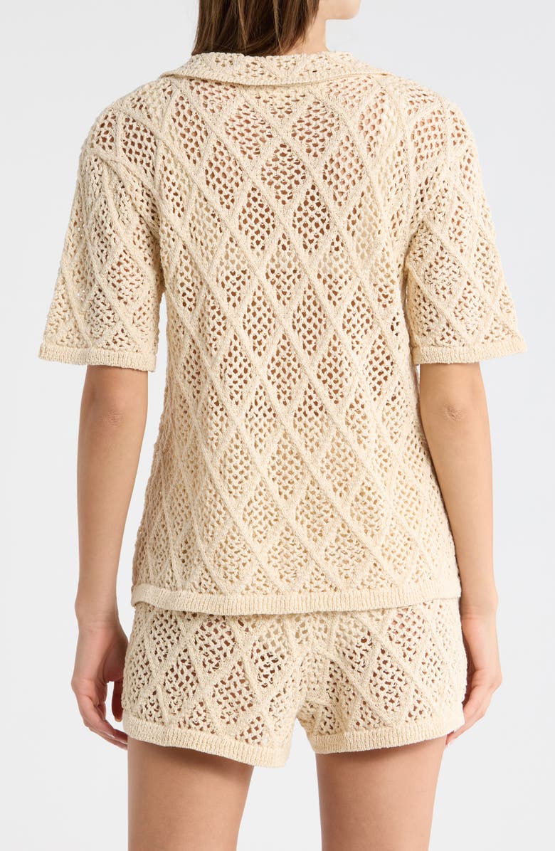 Elan Sheer Open Stitch Cover-Up Button-Up Shirt, Alternate, color, Natural