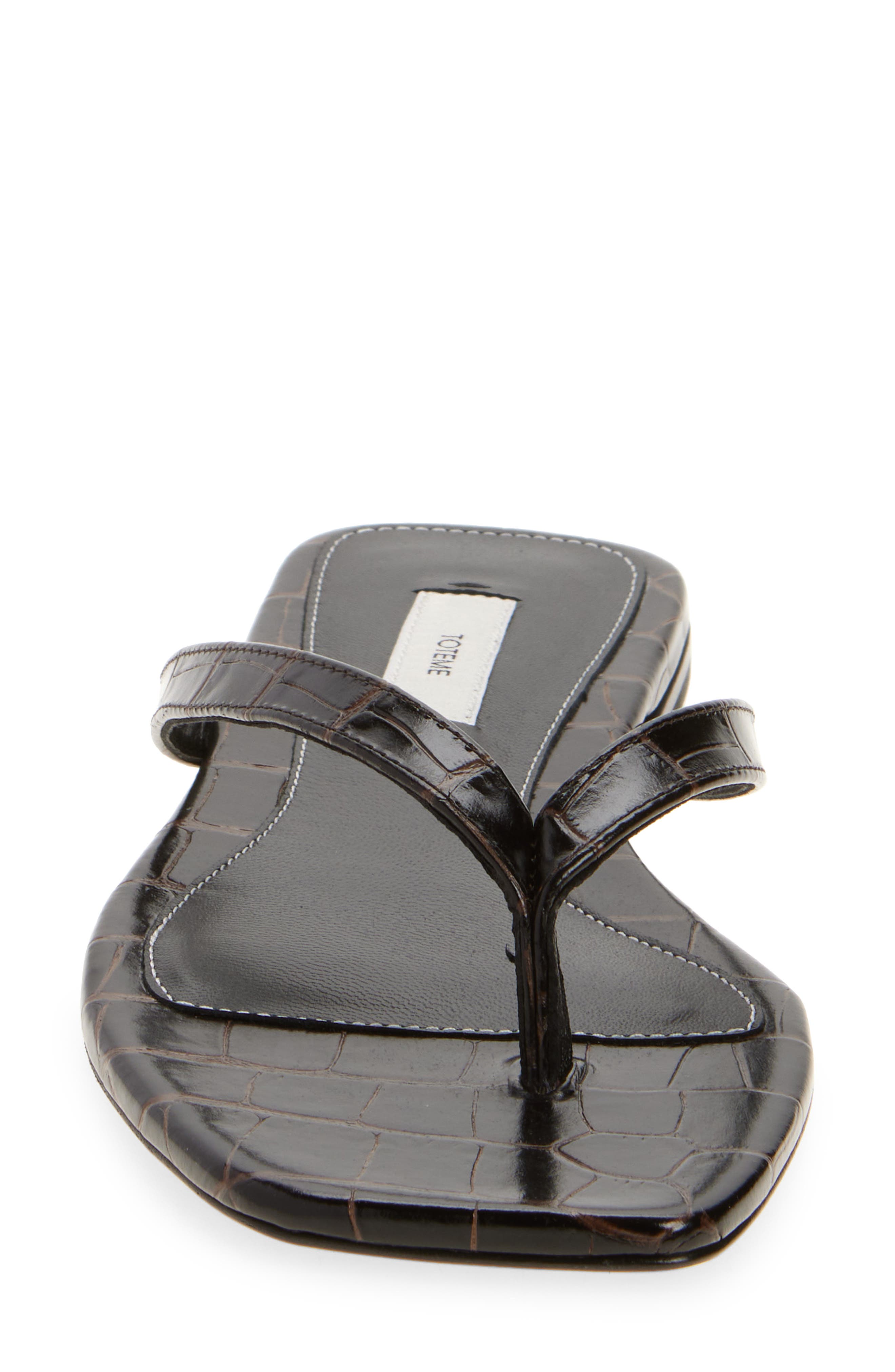 TOTEME Croc Embossed Flip Flop, Alternate, color, Dark Brown