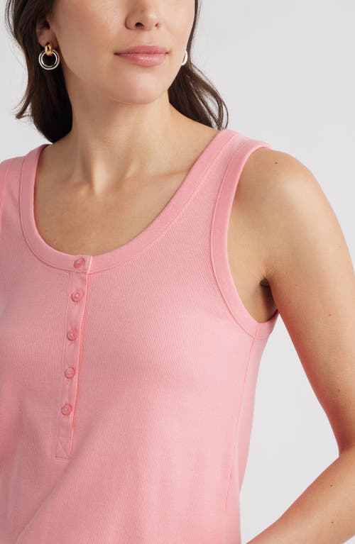Caslonr Caslon(r) Henley Stretch Cotton Rib Tank In Pink