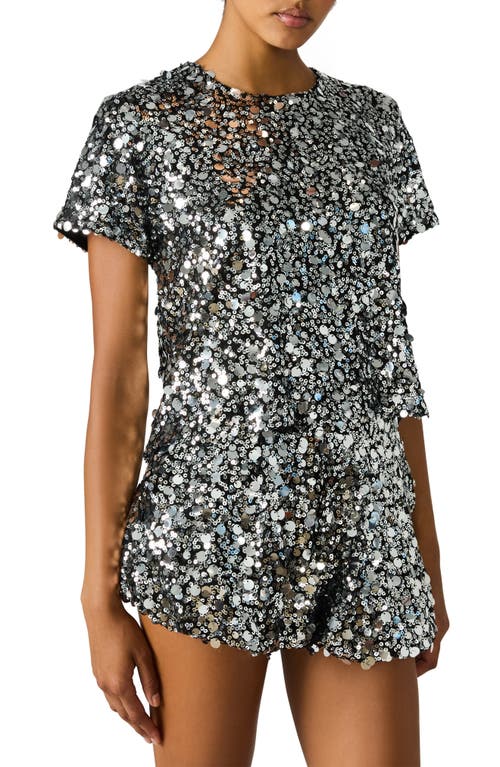 Steve Madden Cressa Sequin & Paillette Crop Top In Metallic
