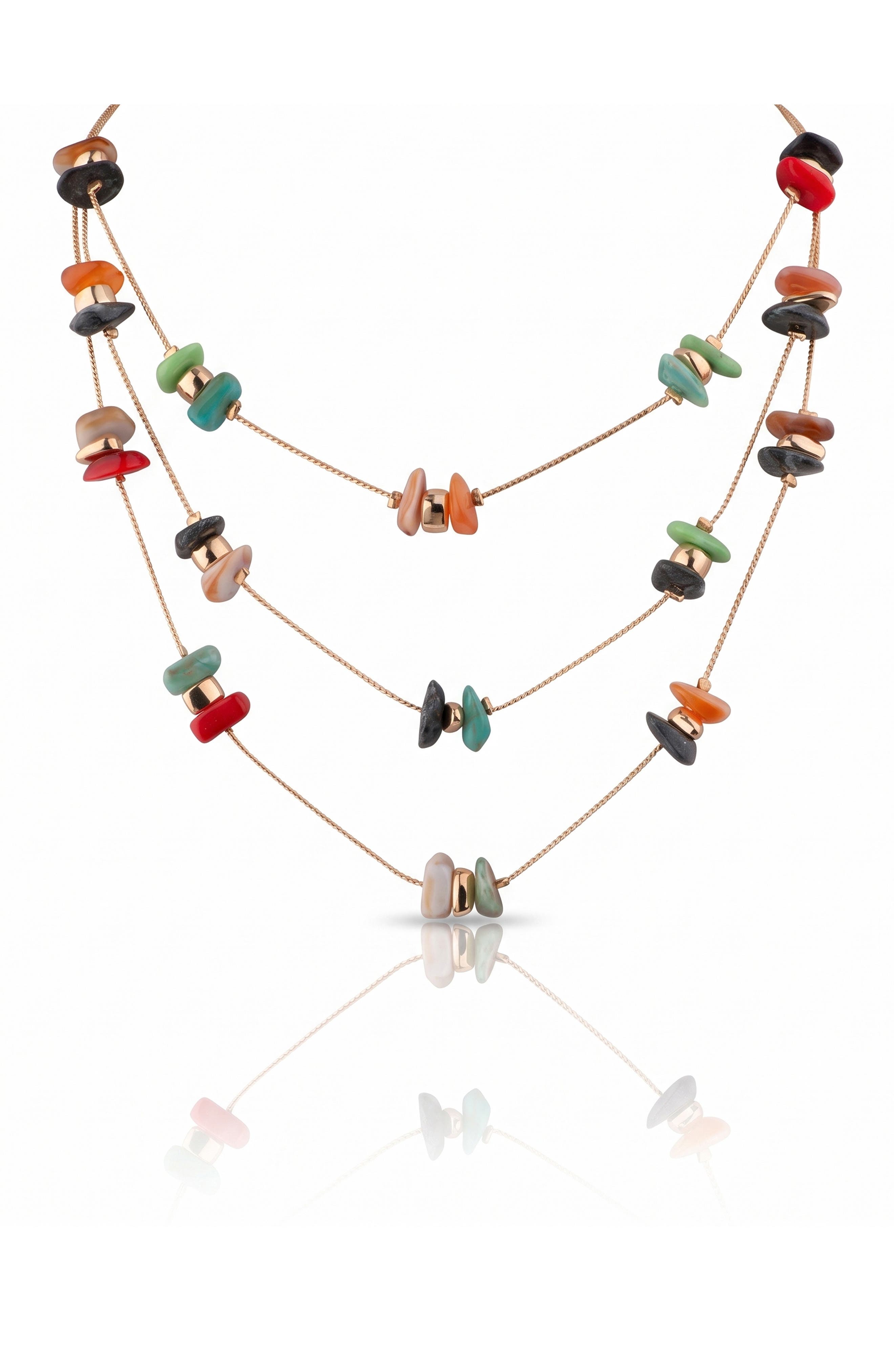 Layered Stone and Nugget Necklace