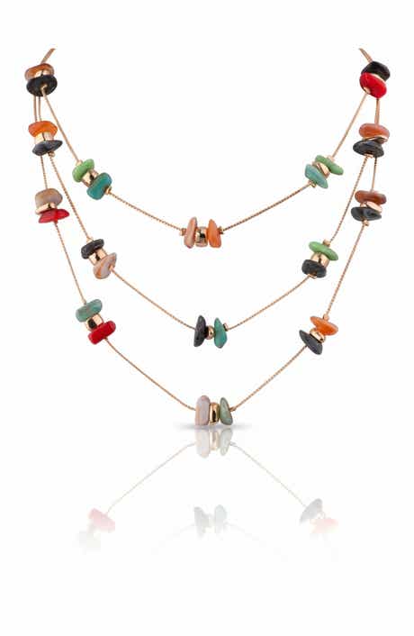 Layered Stone and Nugget Necklace