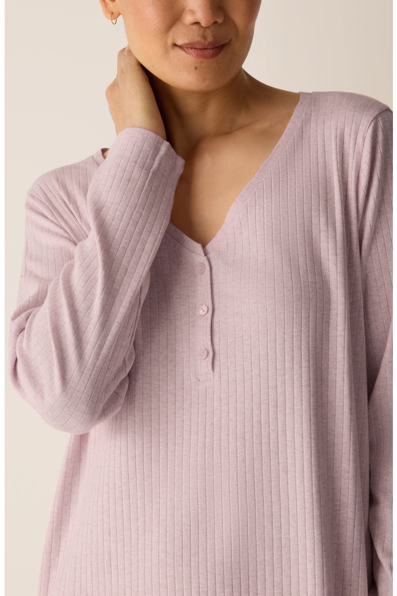 V-Neck Henley Nightgown, Alternate, color, PEARLESCENT