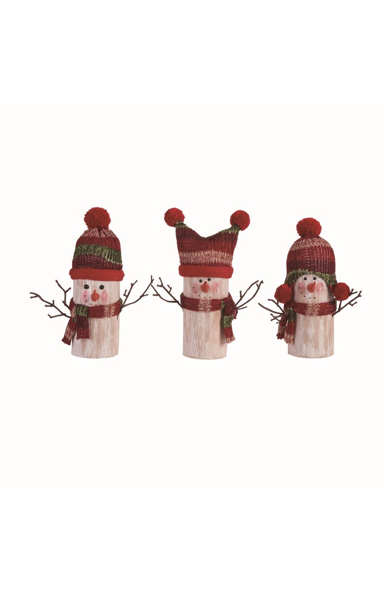 Transpac Foam Knit Wood Look Snowman Set of Three Christmas Decor, Main, color, Multi