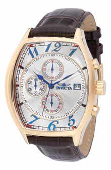 Specialty Chronograph Leather Strap Watch, 43mm