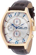 INVICTA Specialty Chronograph Leather Strap Watch, 43mm