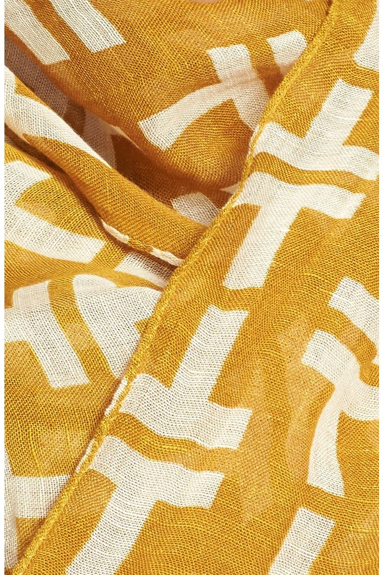 'Fret Tile' Linen Blend Scarf, Alternate, color, OAT
