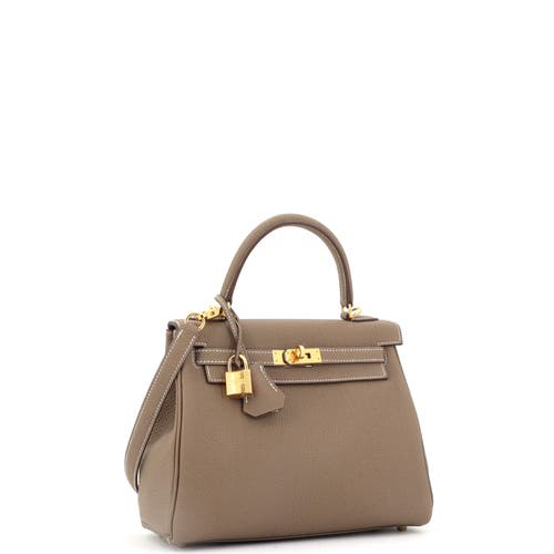 Pre-owned Hermes Hermes Kelly Handbag Grey Togo With Gold Hardware 25 In Brown