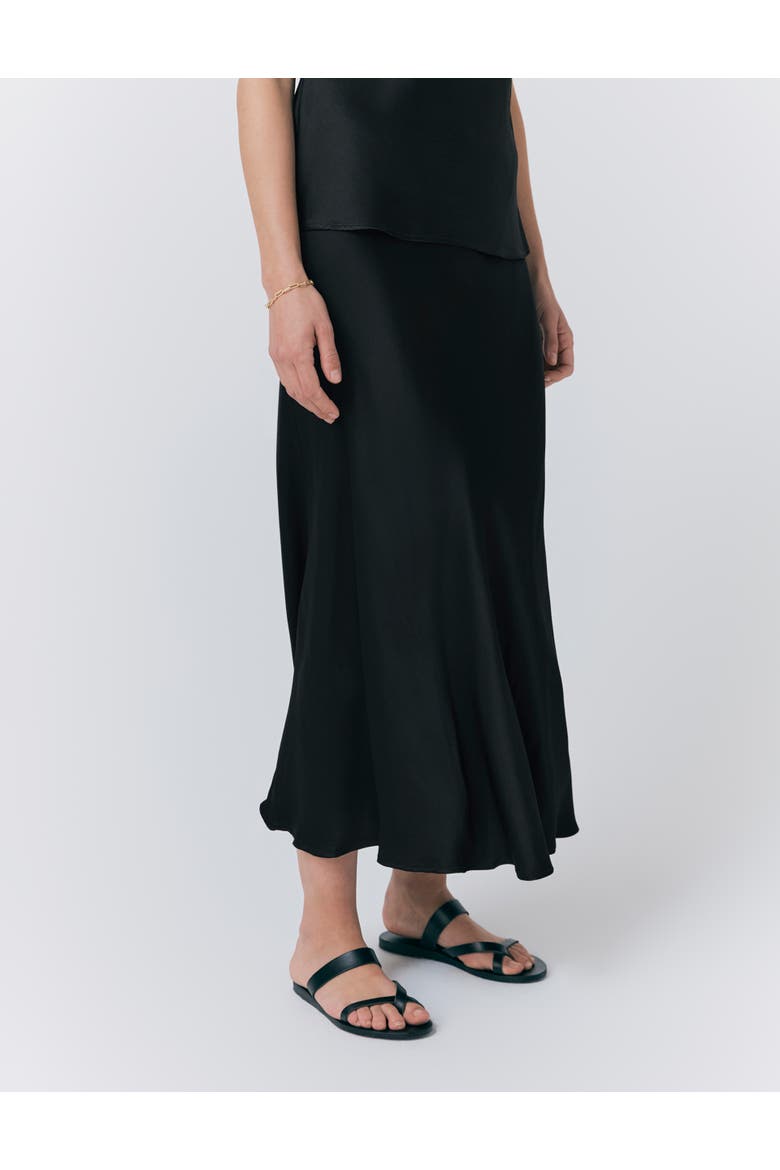 Luna Satin Slip Skirt, Main, color, Black