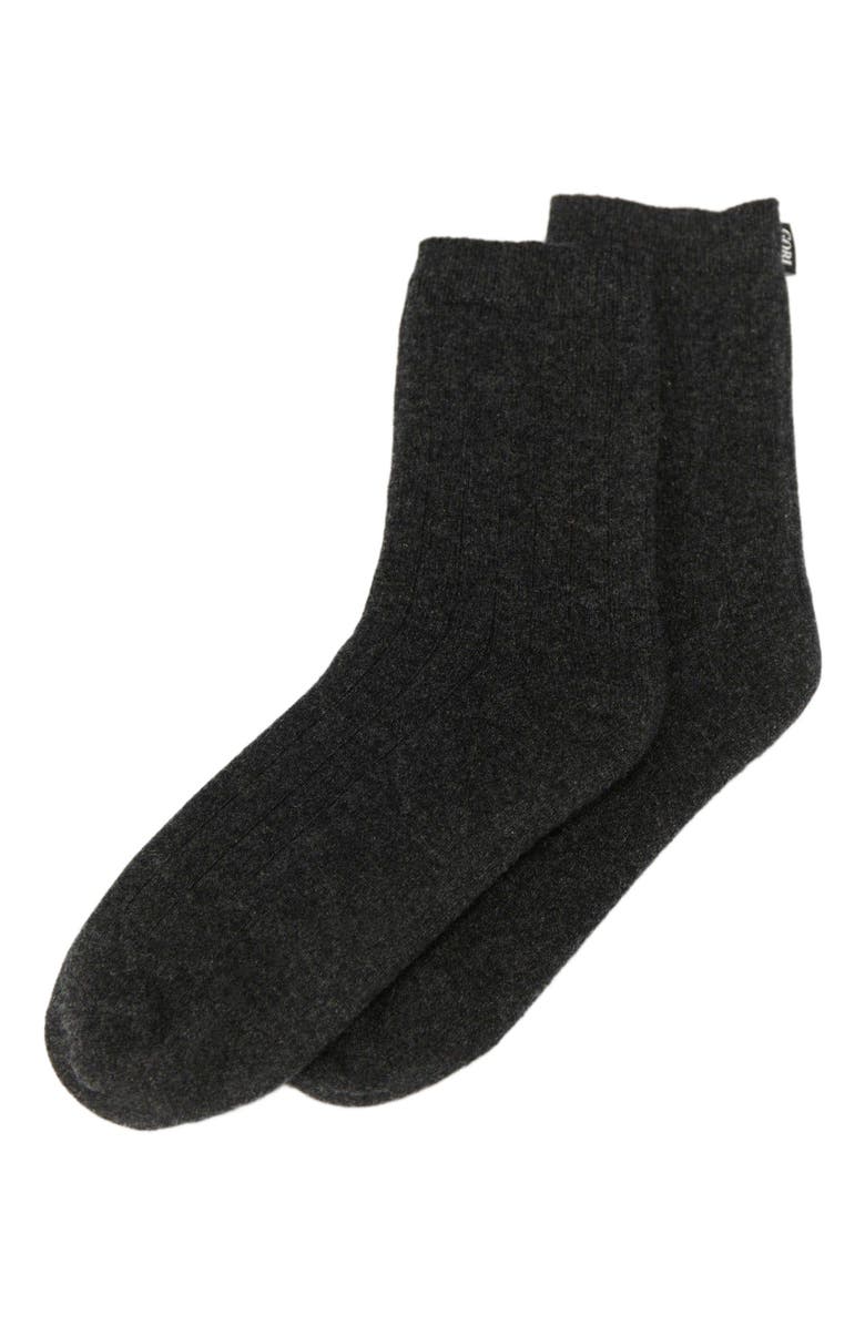 Gobi Cashmere Trim Knit Bed Socks, Alternate, color, Charcoal