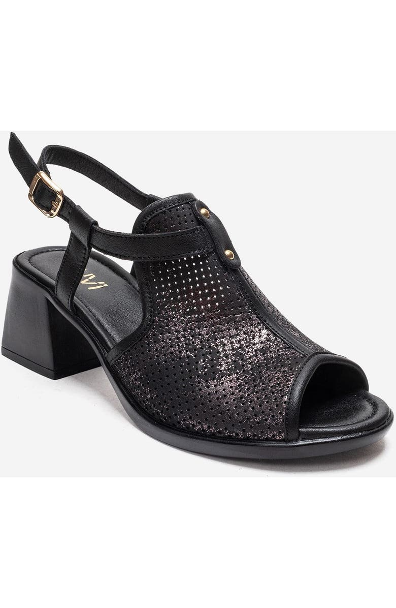 Forever & Always Shoes Janelle Leather Block Heel Sandal, Alternate, color, Black